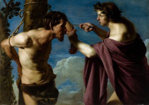 Apollo and Marsyas by Bartolomeo Manfredi Oil Painting