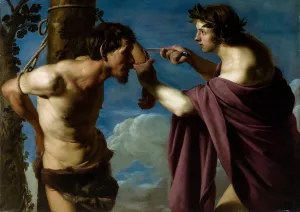 Apollo and Marsyas by Bartolomeo Manfredi Oil Painting