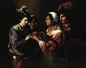 The Fortune Teller by Bartolomeo Manfredi Oil Painting