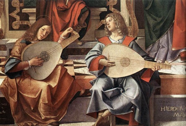 Main Product Photo of Madonna and Child Enthroned with Saints Detail Painting by Bartolomeo Montagna