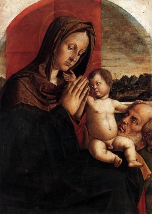 Madonna and Child with St Joseph by Bartolomeo Montagna Oil Painting