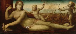 Reclining Venus With Two Amorini by Bartolomeo Neroni Oil Painting