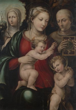 Virgin and Child with Saints John, Catherine and Bernardino of Siena by Bartolomeo Neroni Oil Painting