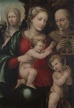 Virgin and Child with Saints John, Catherine and Bernardino of Siena Oil painting by Bartolomeo Neroni