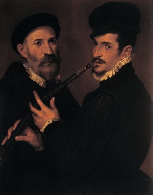 Double portrait of musicians by Bartolomeo Passarotti Oil Painting