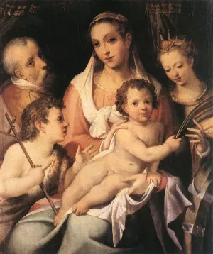 Holy Family with the Infant St John the Baptist and St Catherine of Alexandria by Bartolomeo Passerotti - Oil Painting Reproduction