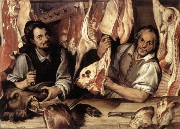 Main Product Photo of The Butcher's Shop Painting by Bartolomeo Passerotti