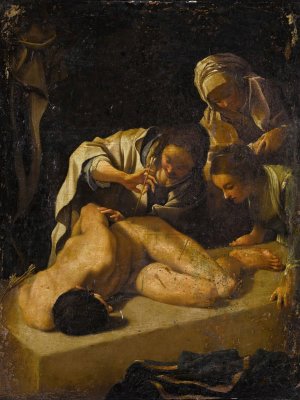 Saint Irene Tending Saint Sebastian by Bartolomeo Schedoni Oil Painting