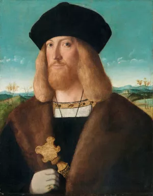 Portrait Of A Bearded Man, Half-Length, Wearing A Fur-Lined Coat And Holding A Dagger, A Landscape Beyond by Bartolomeo Veneto Oil Painting