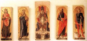 St Ambrose Polyptych by Bartolomeo Vivarini Oil Painting