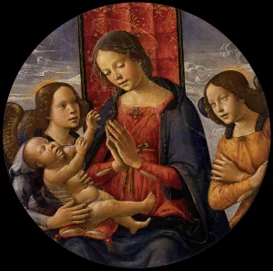 Virgin Adoring the Child with Two Angels Oil painting by Bastiano Mainardi