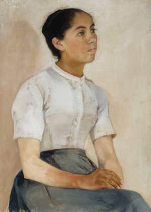 Girl Sitting by Beda Stjernschantz Oil Painting