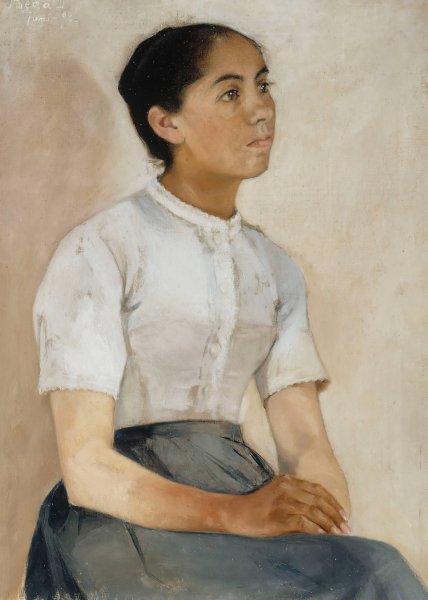 Girl Sitting  by Beda Stjernschantz - Hand-Painted Oil Painting Reproduction