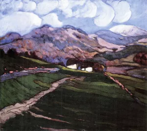 View of Nagybanya with Gutin painting by Bela Ivanyi-Grunwald