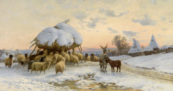 Winterzeit  by Bela Pallik - Hand-Painted Oil Painting Reproduction
