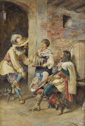 The Flirt by Belisario Gioia Oil Painting