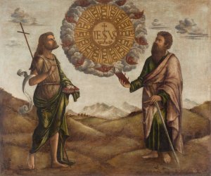 Adorazione del nome di Gesù tra San Giovanni Battista e San Paolo by Benedetto Carpaccio Oil Painting
