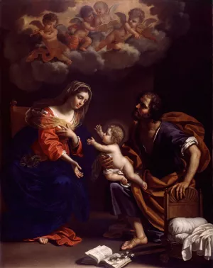 The Holy Family by Benedetto Gennari The Younger Oil Painting
