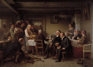 Tithe Collection in Skane by Bengt Nordenberg Oil Painting