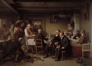 Tithe Collection in Skane by Bengt Nordenberg Oil Painting