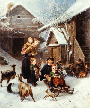 Tobogganing by Bengt Nordenberg Oil Painting