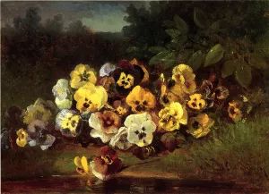 Pansies painting by Benjamin Champney