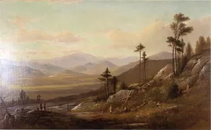 Picnic on Artist's Ledge, Overlooking Conway Meadows, New Hampshire Oil painting by Benjamin Champney