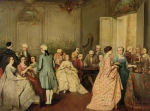 Sortee in a Rococo Interior by Benjamin Eugene Fichel Oil Painting