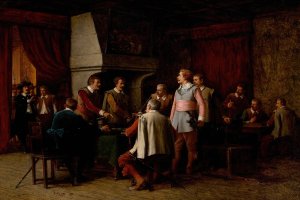 The Gambling Dispute and Challenge by Benjamin-Eugene Fichel Oil Painting