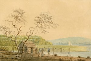 View from the Packet Wharf at Frenchtown Looking down Elk Creek by Benjamin Henry Latrobe Oil Painting