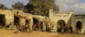 An Arab Market Oil painting by Benjamin Jean Joseph Constant
