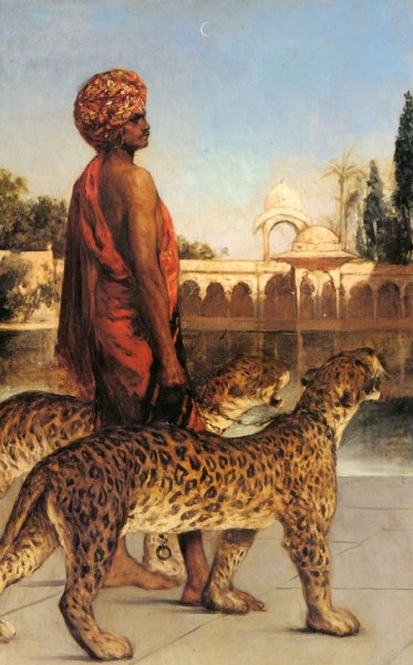 Main Product Photo of Palace Guard with Two Leopards Painting by Benjamin Jean Joseph Constant