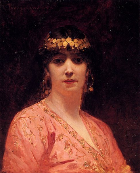 Main Product Photo of Portrait of an Arab Woman Painting by Benjamin Jean Joseph Constant