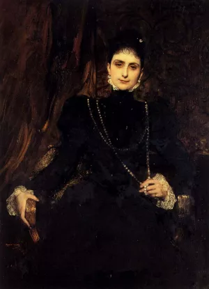 Portrait Of Mme M. S. Derviz by Benjamin Jean Joseph Constant - Oil Painting Reproduction
