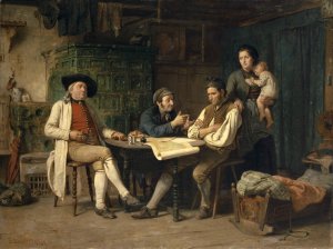 The Peasant in Debt by Benjamin Vautier Oil Painting