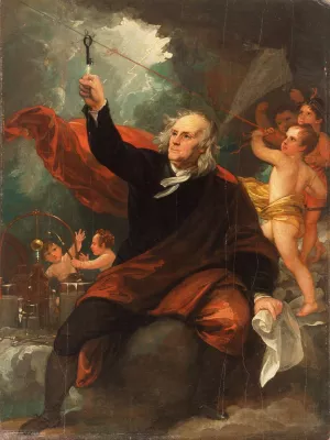 Benjamin Franklin Drawing Electricity from the Sky by Benjamin West Oil Painting