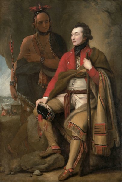 Colonel Guy Johnson and Karonghyontye  by Benjamin West - Hand-Painted Oil Painting Reproduction