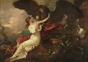 Eagle bringing cup to Psyche by Benjamin West Oil Painting