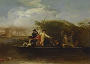 Gentlemen Fishing by Benjamin West Oil Painting
