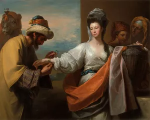 Isaac's Servant Tying The Bracelet On Rebecca's Arm by Benjamin West Oil Painting
