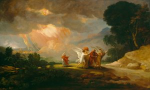 Lot Fleeing from Sodom by Benjamin West Oil Painting