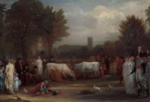 Milkmaids in St. James's Park, Westminster Abbey Beyond by Benjamin West Oil Painting