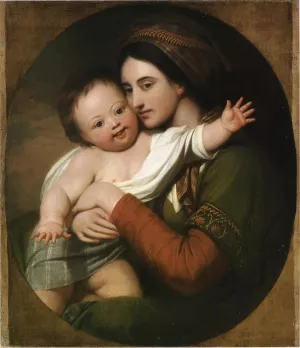 Mrs. Benjamin West and Her Son Raphael by Benjamin West Oil Painting