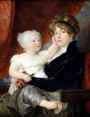 Mrs Benjamin West II with her son Benjamin West III by Benjamin West Oil Painting