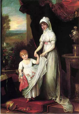 Mrs Thomas Keyes and Her Daughter Oil painting by Benjamin West