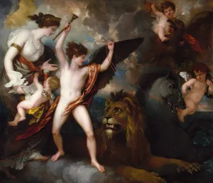 Omnia Vincit Amor, Or The Power of Love in The Three Elements by Benjamin West Oil Painting