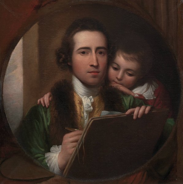 Main Product Photo of The Artist and His Son Raphael  Painting by Benjamin West
