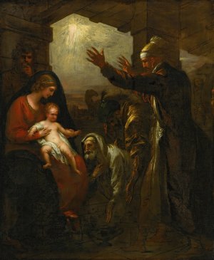 The Wise Men's Offering by Benjamin West Oil Painting