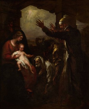 The Wise Men's Offering by Benjamin West Oil Painting