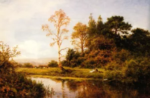 A Fine Autumn Morning by Benjamin Williams Leader - Oil Painting Reproduction